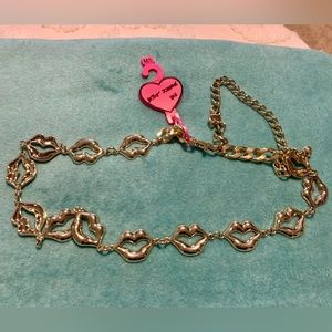 Betsey Johnson Vintage NWT Gold Chain Belt Lip Pattern Fashion Belt Med/ Large